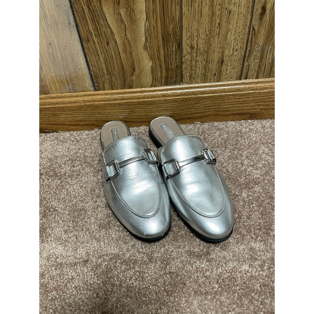 TOPSHOP womens Kylie Silver Flats Loafers Size 37 Us 6 NEW